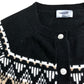 Wool Cashmere Cardigan UK16 Women's Black Fair Isle Buttons