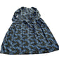 Floral Long Sleeve Viscose Dress UK8 Women's Black Blue Pattern