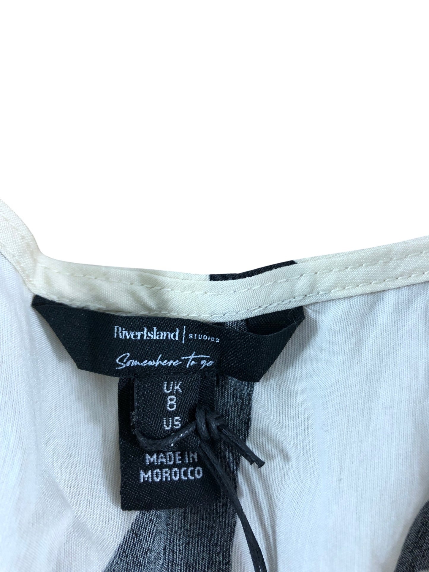 River Island Black And Cream Floral Puff Sleeve Top UK8 Women's Blouse