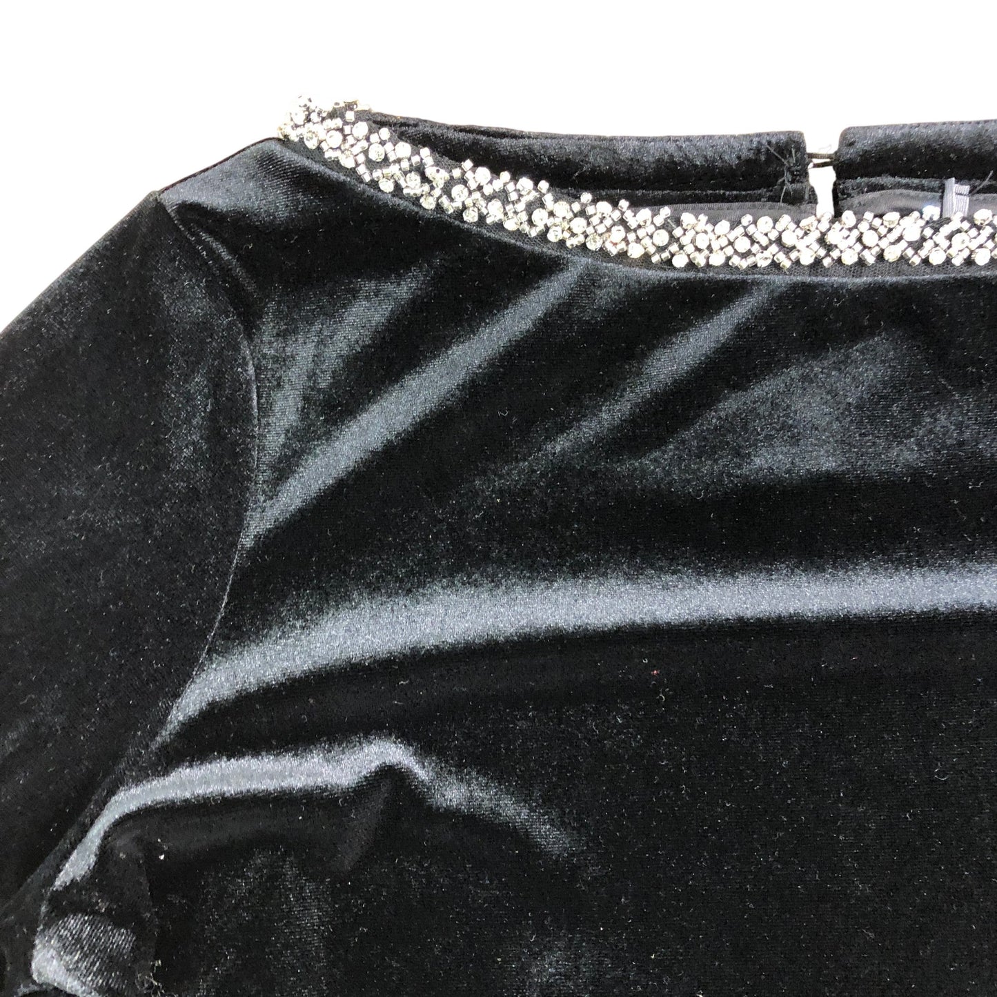 Branded Velvet Trim Slouch Neck Top Black Women's Long Sleeve Size 12