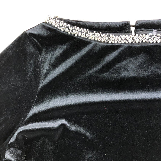 Branded Velvet Trim Slouch Neck Top Black Women's Long Sleeve Size 12
