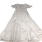 White Cotton Maxi Dress Women Short Sleeve Lace Trim UK8