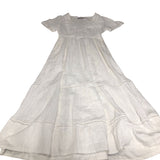 White Cotton Maxi Dress Women Short Sleeve Lace Trim UK8