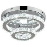 RHEAFON Modern Crystal LED Double Ring Design Chrome Chandelier Light Fixture