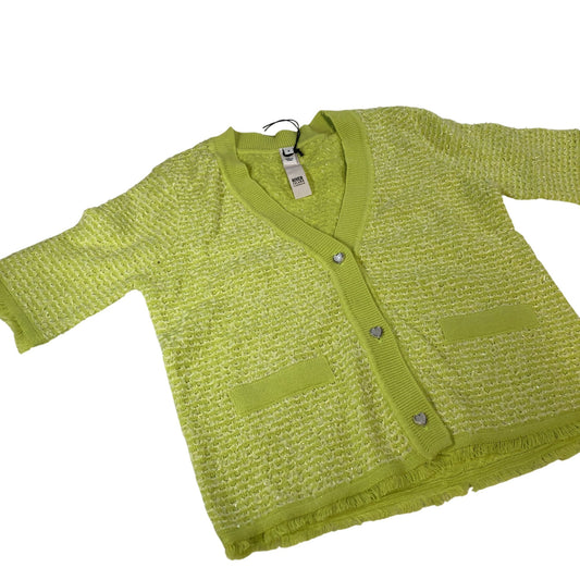 River Island Size 6 Women's Lemon Green Short Sleeve Button Cardigan