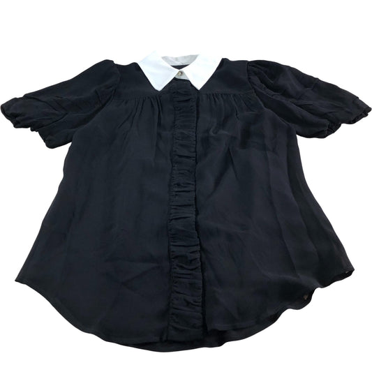 Branded Black Contrast Collar Shirt - Size 8
