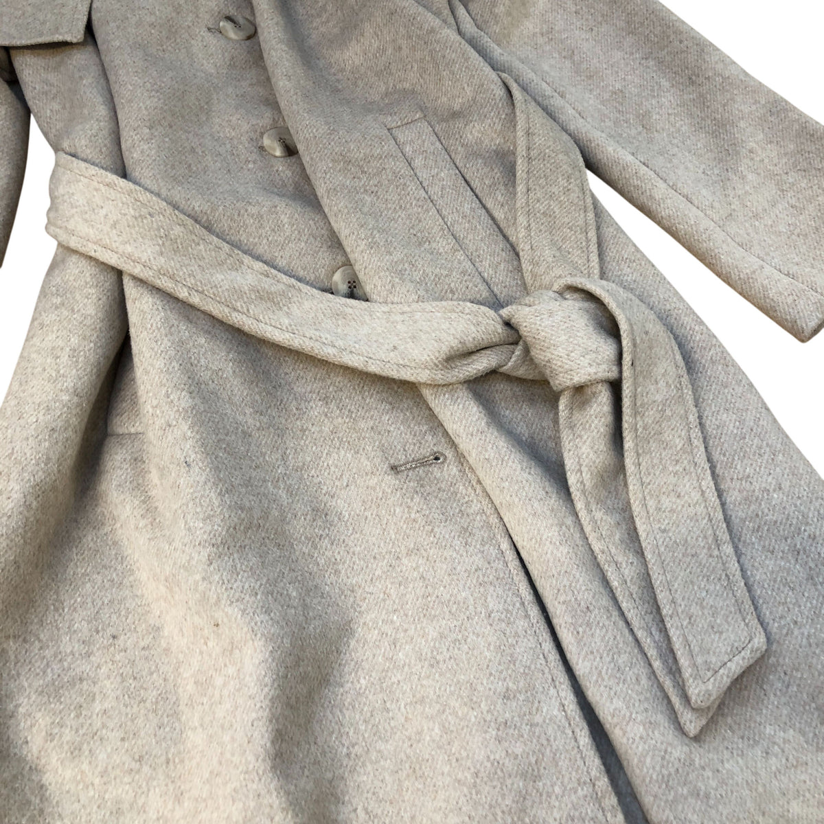 River Island Wool Blend Beige Trench Coat Women's With Belted Detail