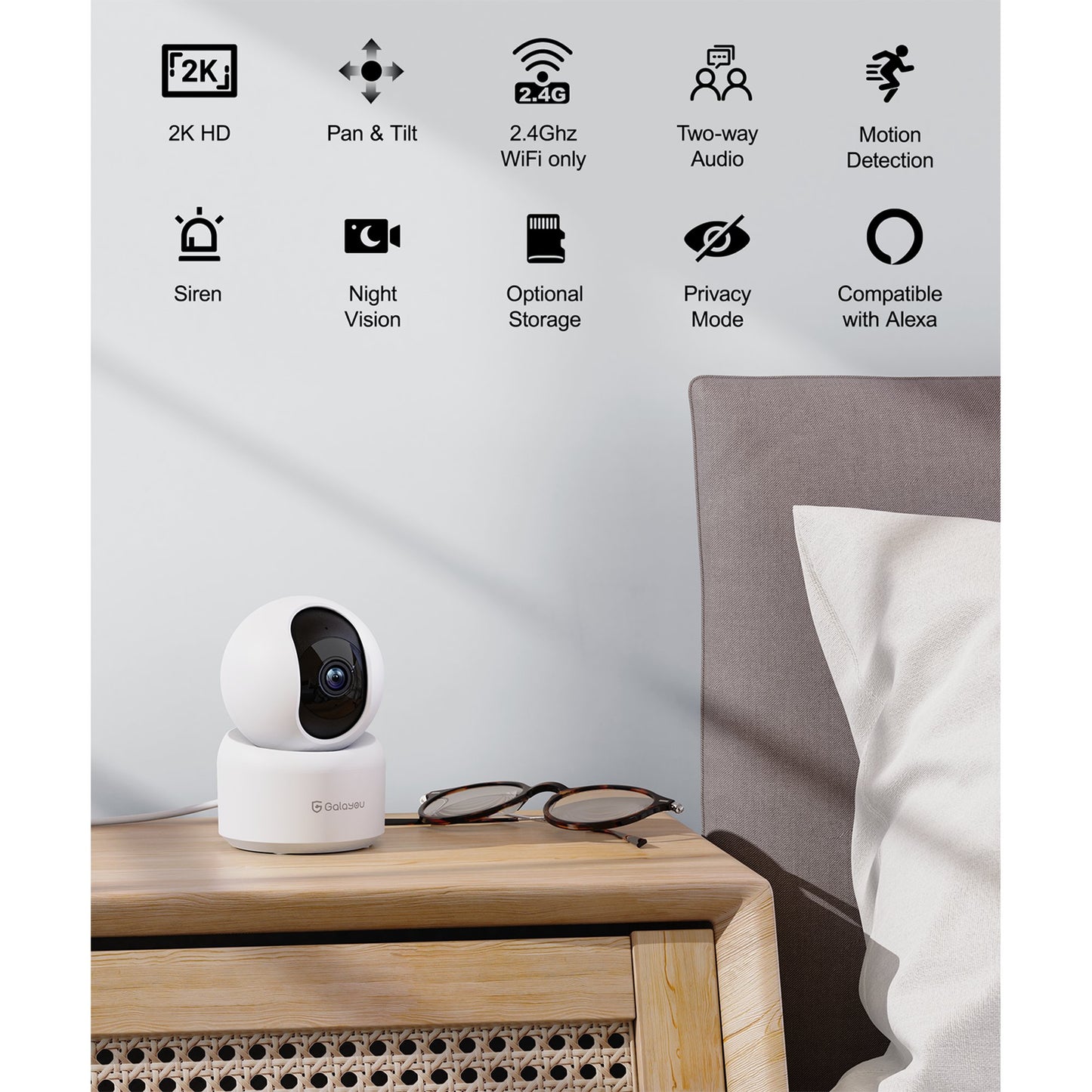 Galayou 2K HD Security Camera System with Motion Detection and Night Vision