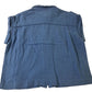 Blue Cotton Blouse Women's Short Sleeve Lace Detail Medium