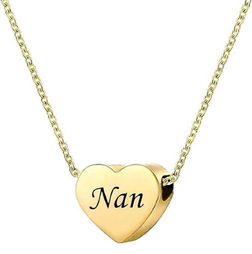 Nan Heart Pendant Necklace 18 Inch Gold Chain Jewellery for Women