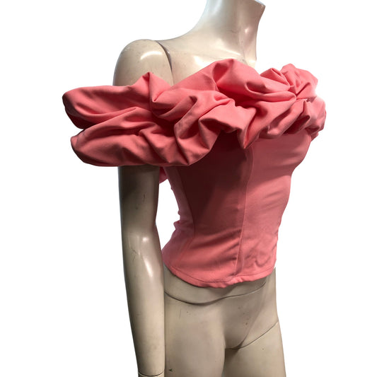 River Island Pink Puff Sleeve Top UK8 Women's Stylish Off Shoulder Fashion