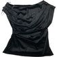 River Island Draped Black Top UK8 Women's Stretchy Velvet Off Shoulder