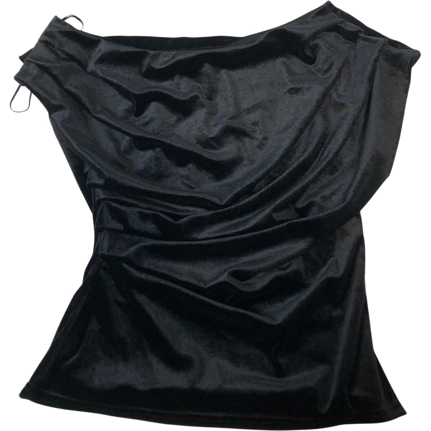 River Island Draped Black Top UK8 Women's Stretchy Velvet Off Shoulder
