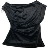 River Island Draped Black Top UK8 Women's Stretchy Velvet Off Shoulder