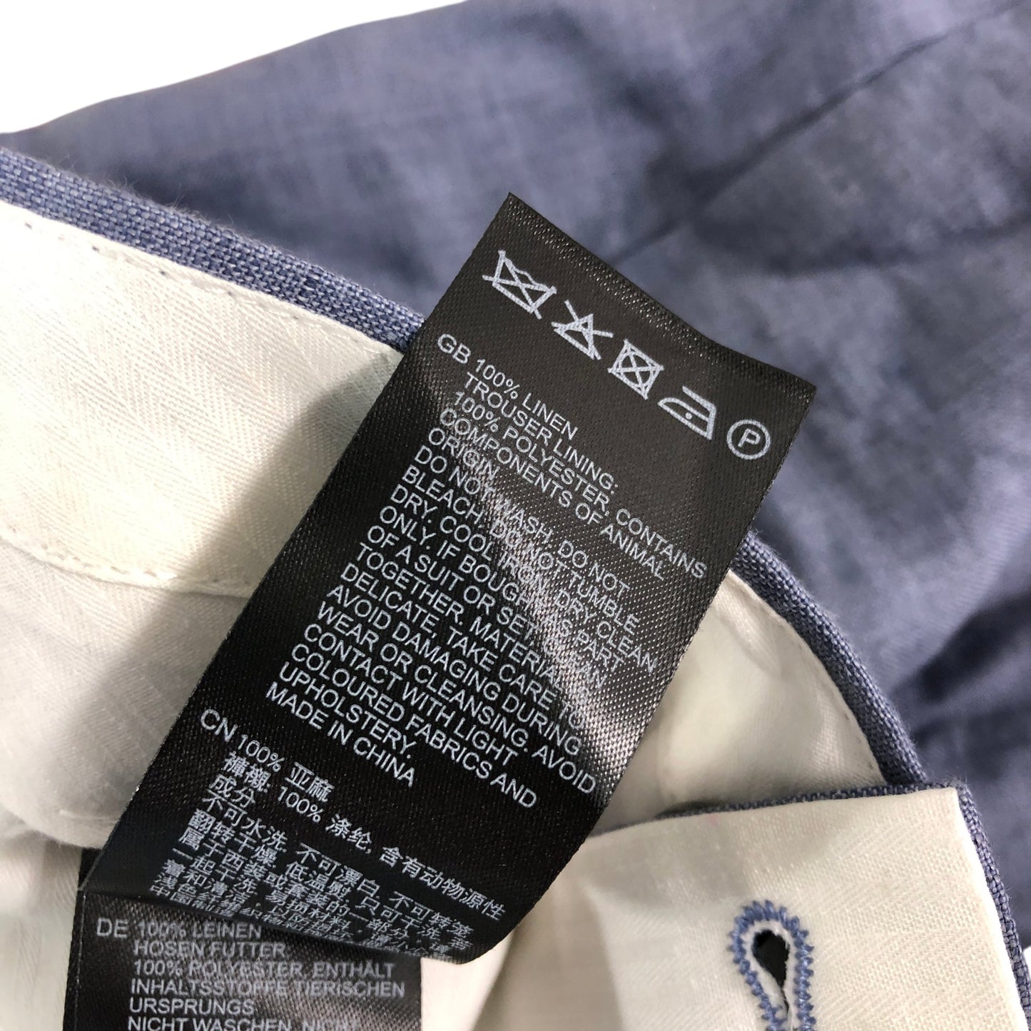 Reiss Warner Linen Slim Mixer T Trousers 34 Inch Men's Airforce Blue