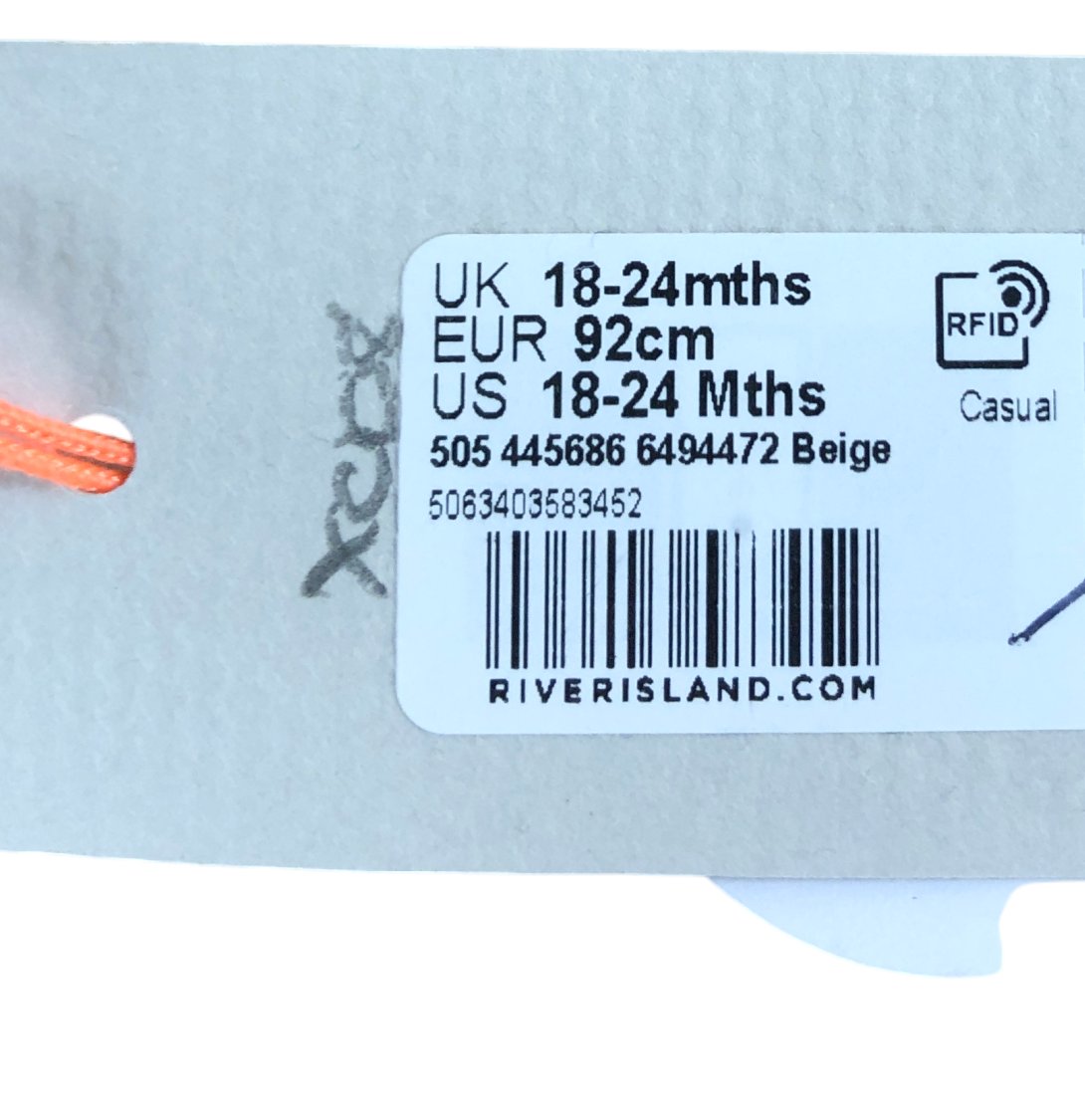 River Island Mini Girls Beige Dress 18-24 Months Zip Up Collar Ribbed Design