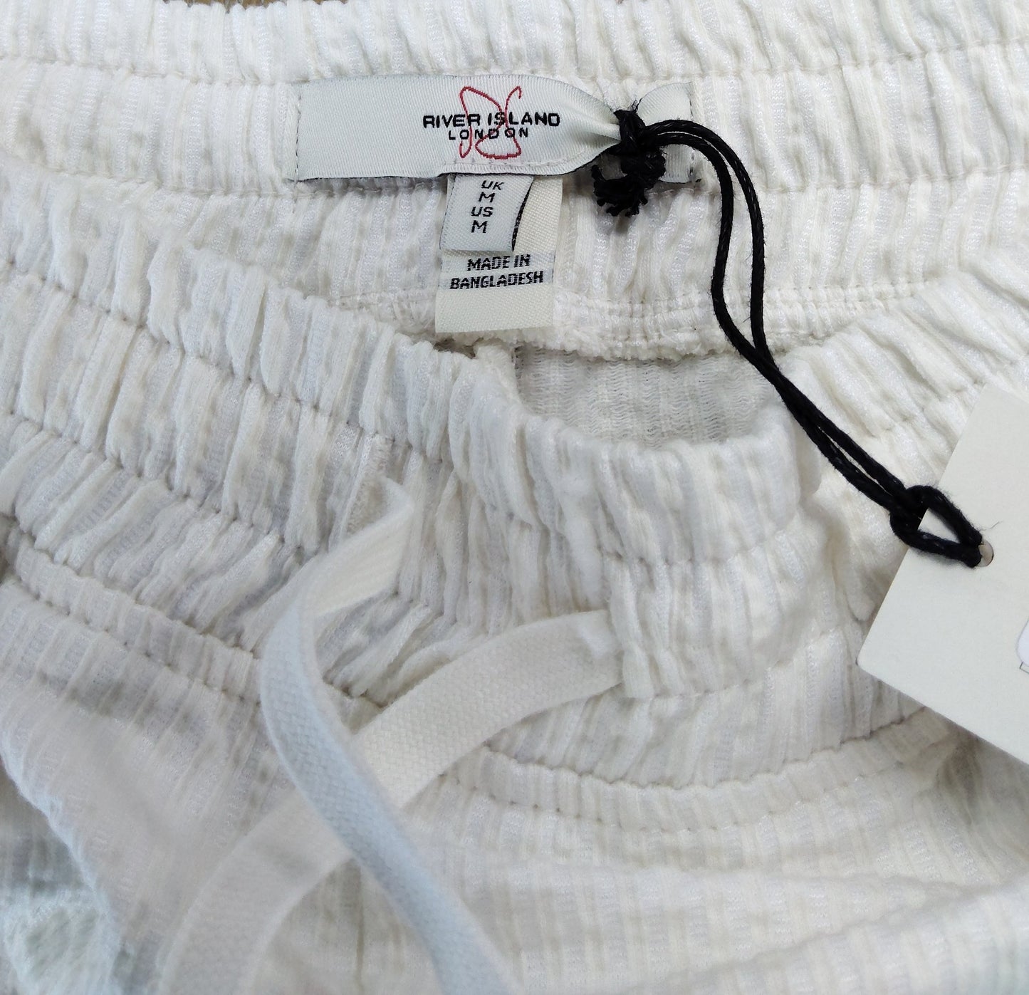 River Island Men’s White Shorts Size M Side Stripe Casual Lightweight