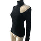 Bardot Women's Size M Black One Shoulder Long Sleeve Turtleneck Sweater