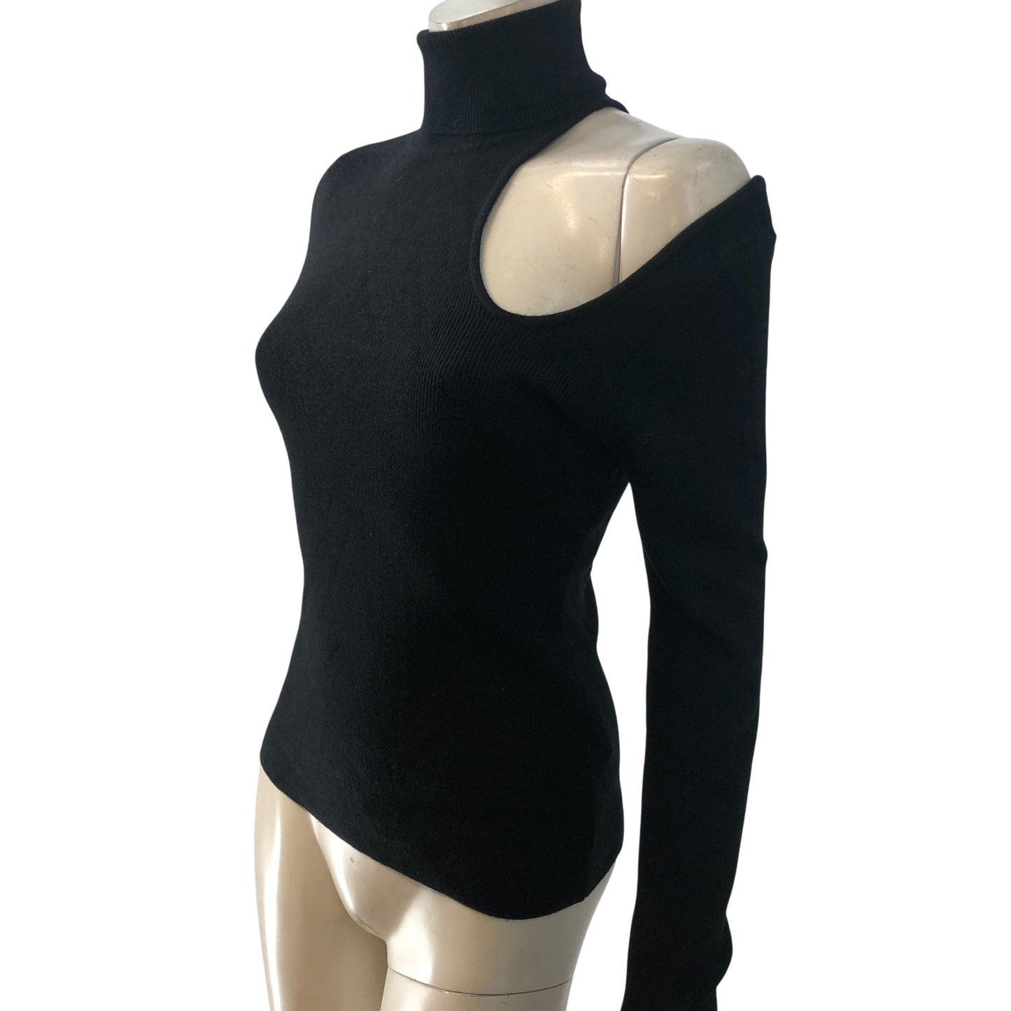 Bardot Women's Size M Black One Shoulder Long Sleeve Turtleneck Sweater