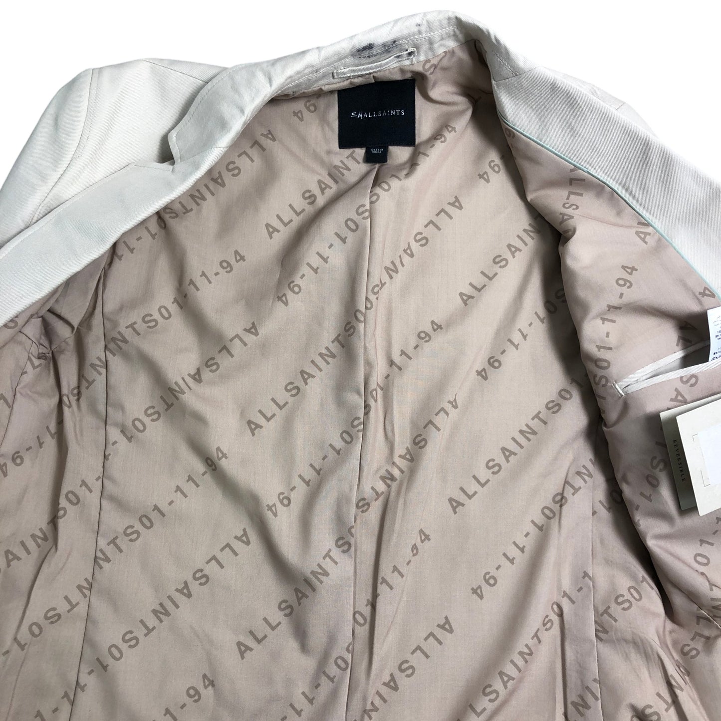 AllSaints Boys White Blazer Size 12-13 Years Cotton Linen Blend Smart Casual