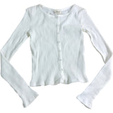 River Island Women's UK6 Cream Ribbed Long Sleeve Button Up Cardigan