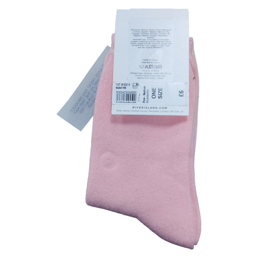 River Island Pink Socks One Size Women's Cherry Print Patterned Style