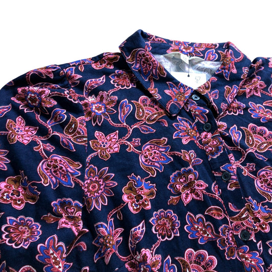 Boden Navy Blue Floral Shirt Dress - Size 18