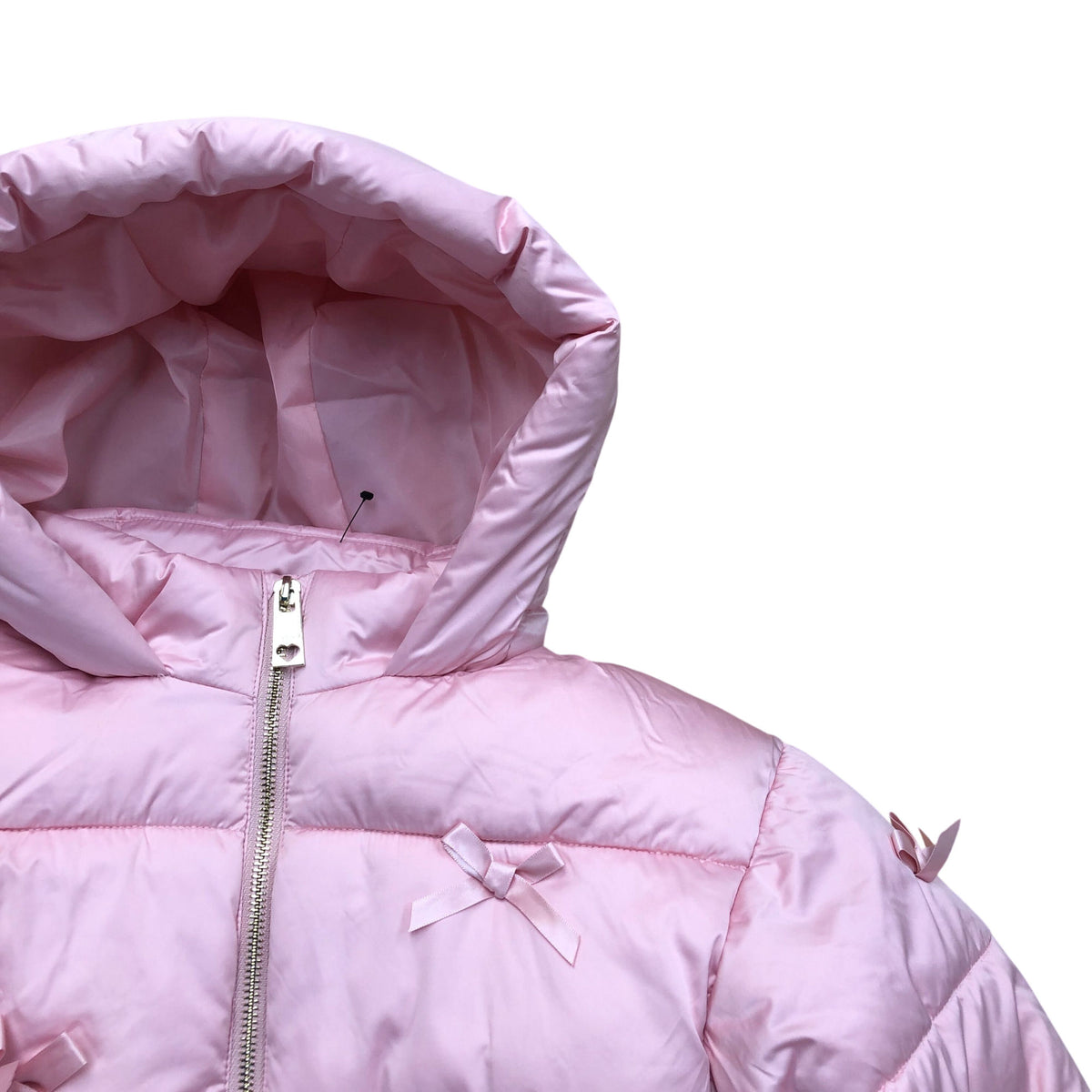 River Island Kids Puffer Jacket Pink with Bows Hooded Outerwear