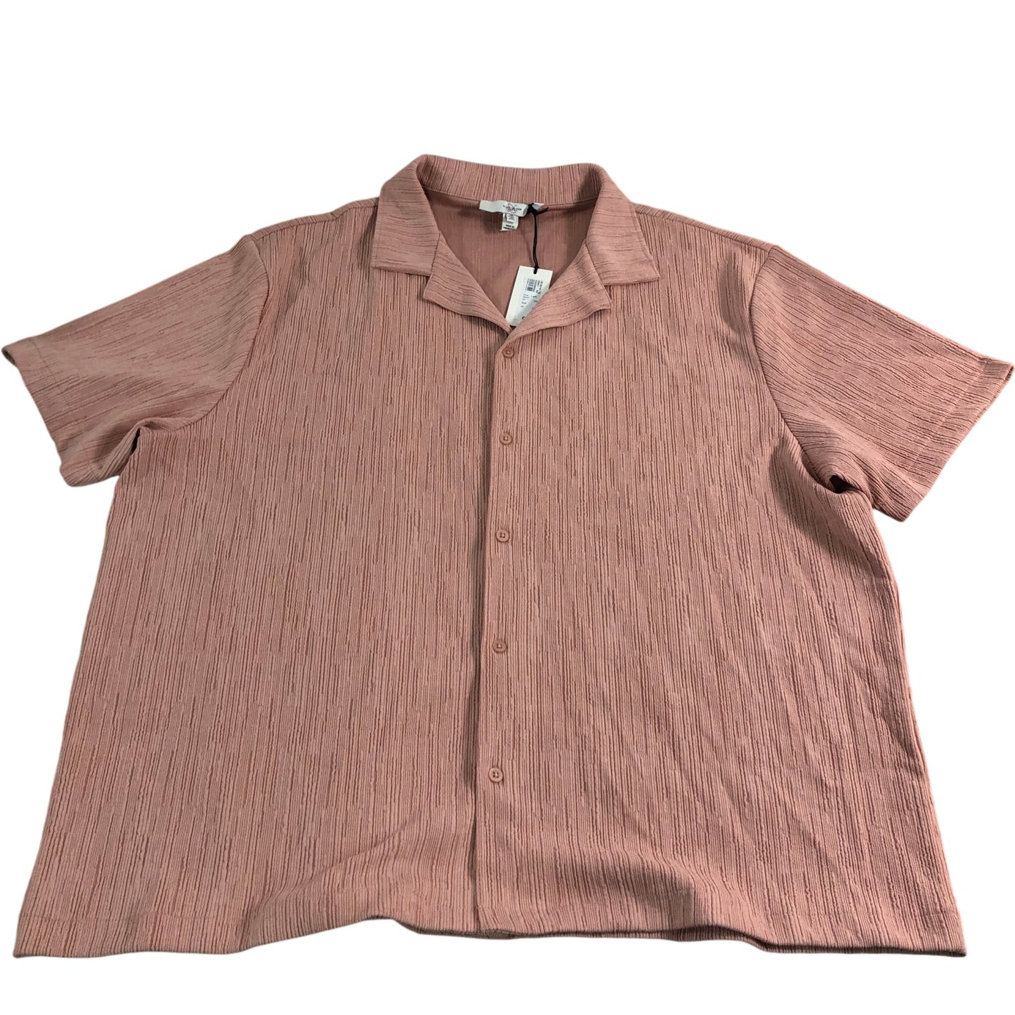 River Island Short Sleeve Casual Shirt UK XXL Men's Pink Textured Design