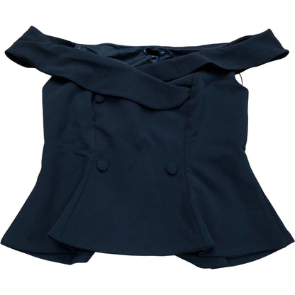 Black Double Breasted Blouse Stylish Elegant Top