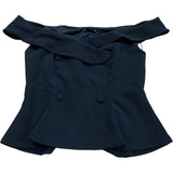 Black Double Breasted Blouse Stylish Elegant Top