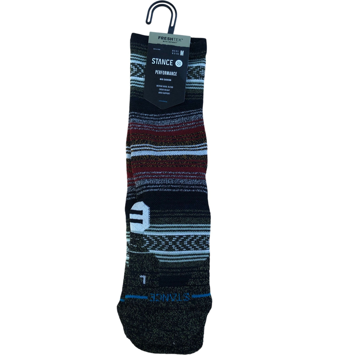 Stance Performance Mid Cushion Merino Wool Crew Unisex Socks M5.5-7.5 W6-8.5