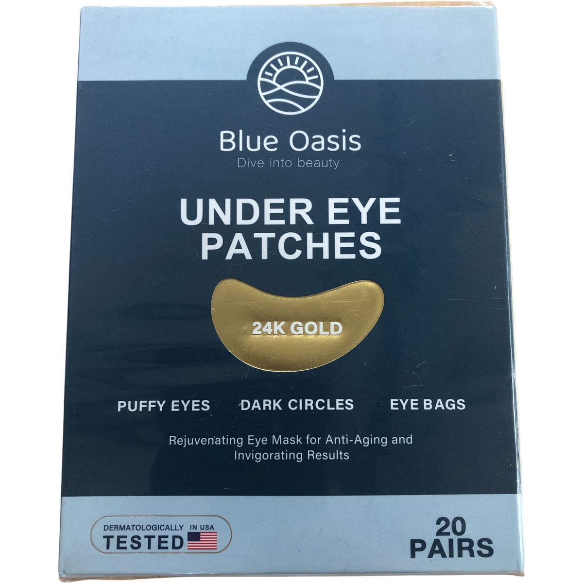 Blue Oasis Under Eye Patches 24K Gold 20 Pairs Anti Aging Rejuvenating Gel Mask