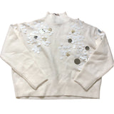 River Island Women’s Cream Sweater Size M Sequinned White Wool Blend Jumper