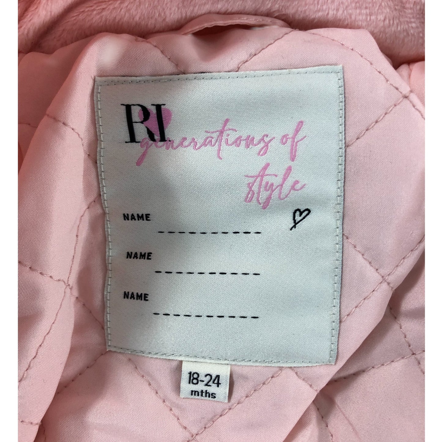 River Island Pink Hooded Coat 18 24 Months Baby Girls Quilted Outerwear