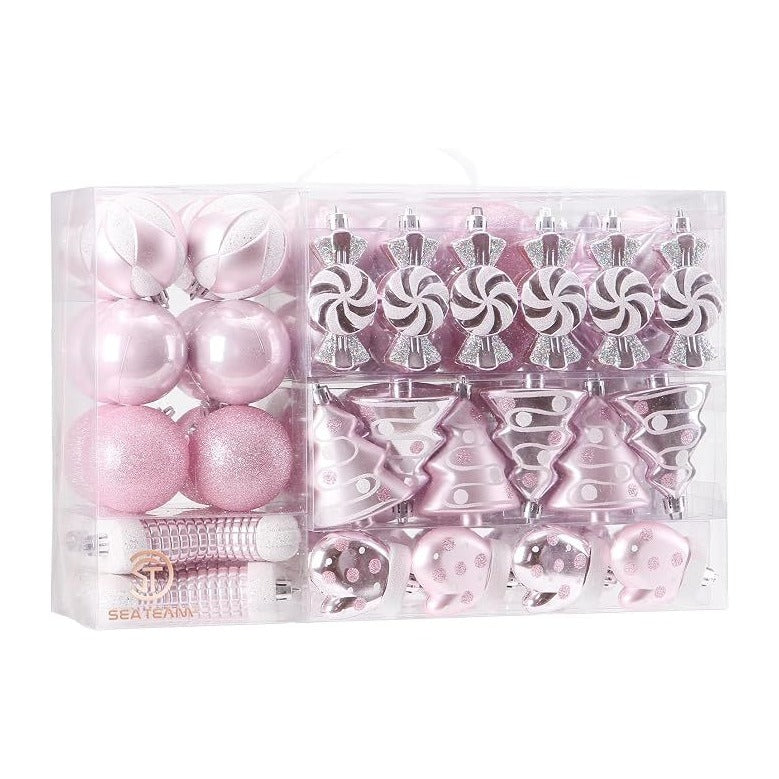 Sea Team 77 Pack Christmas Tree Ornaments Pink Decorations Assorted Set