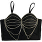 Forever Young Black Corset Bralette Top Women's Embellished Size 38C