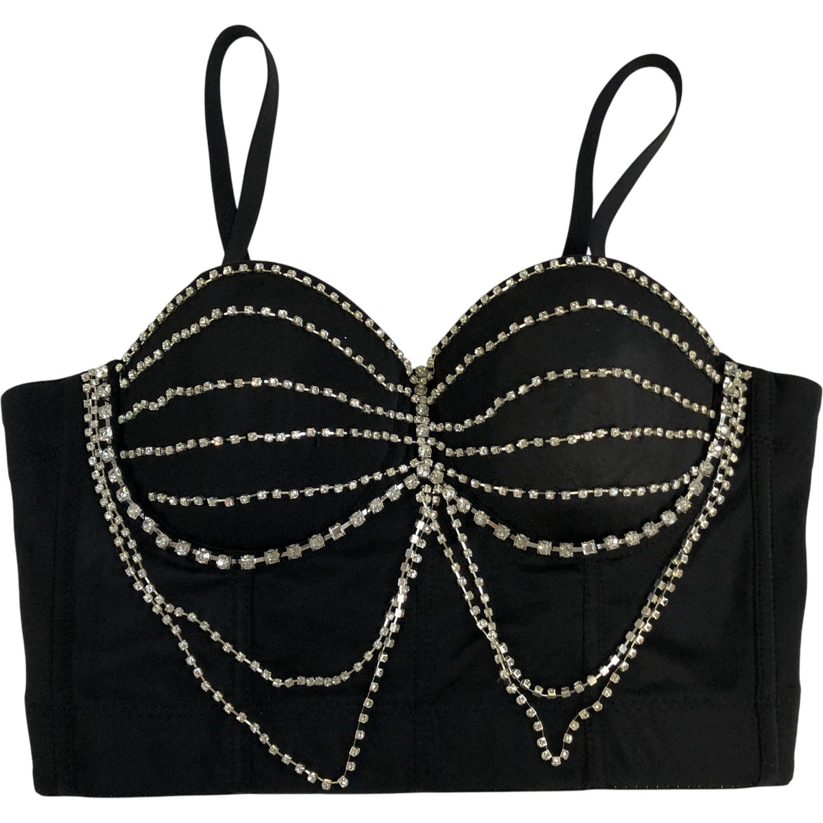 Forever Young Black Corset Bralette Top Women's Embellished Size 38C