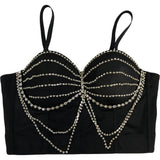 Forever Young Black Corset Bralette Top Women's Embellished Size 38C