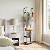 ELYKEN Coat Rack Freestanding, Hall Tree with 3 Storage Shelves and 12 Hooks