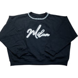 River Island Black Sweatshirt With Crystal Milan Detail Size L