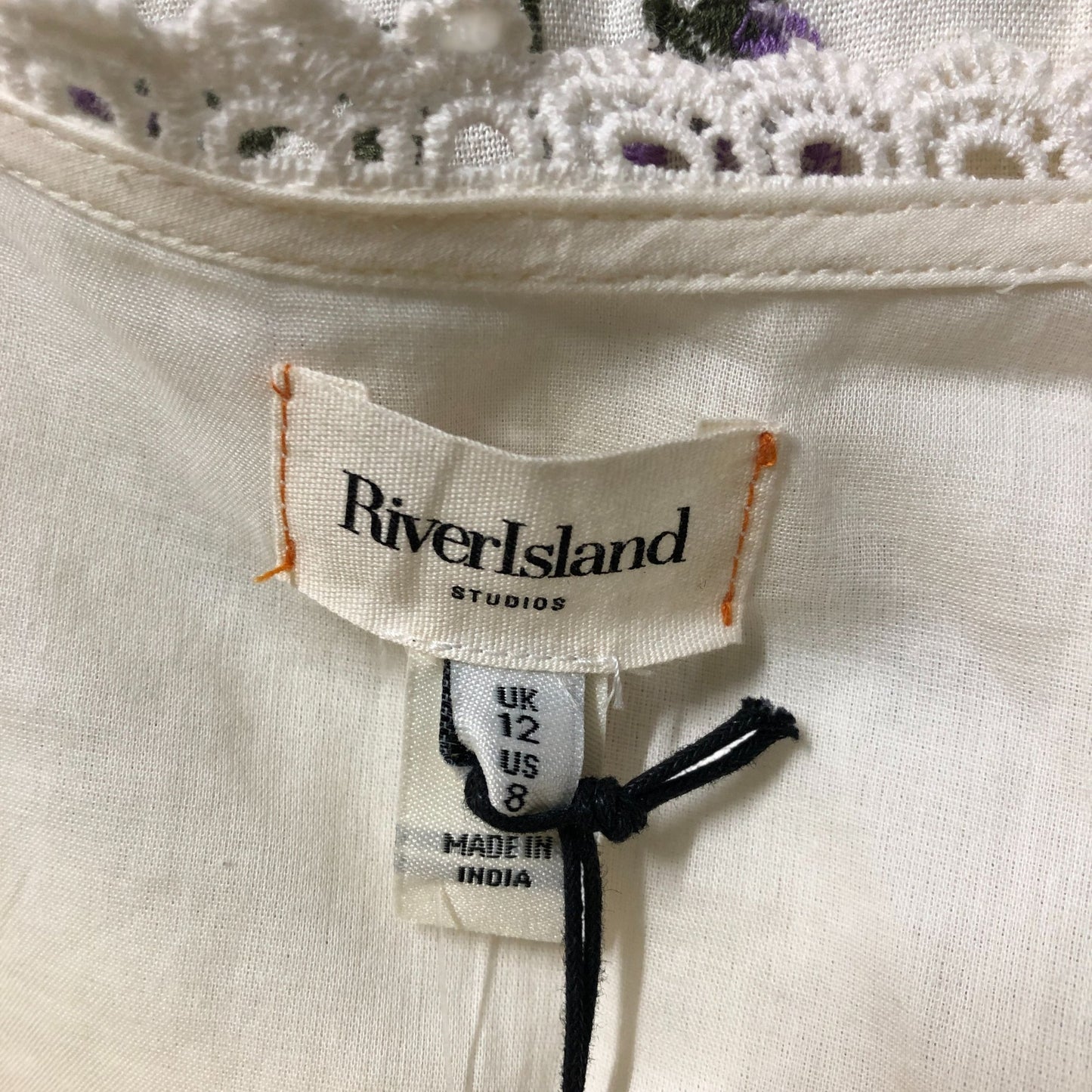 River Island Embroidered Skirt Women's Floral Cream Size 12