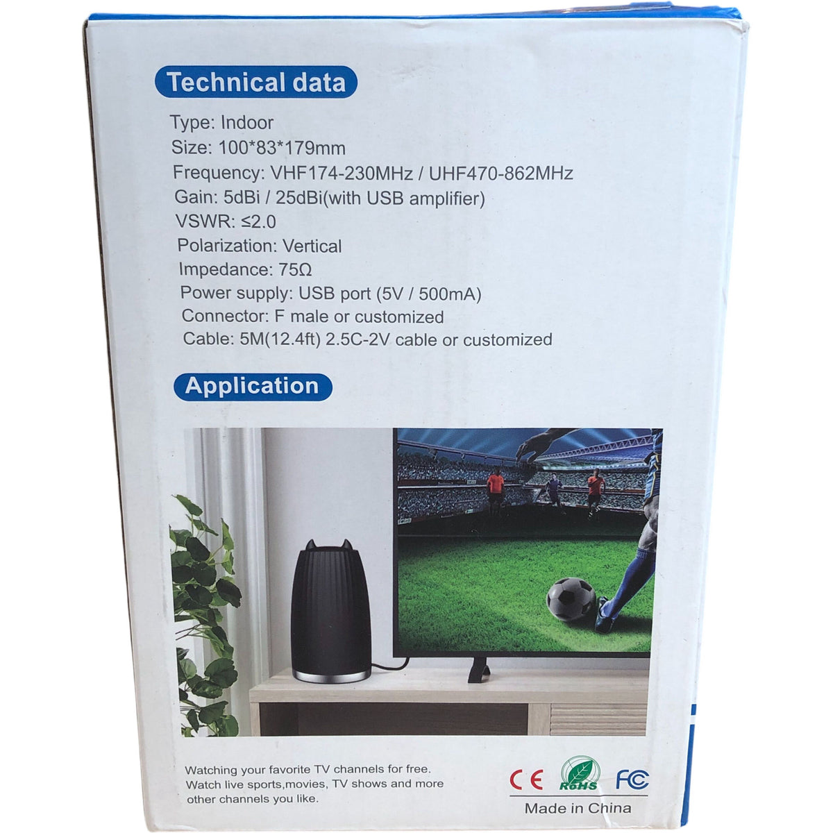 Indoor Digital TV Antenna Model AN-2043 High Gain Magnetic Base Free HDTV
