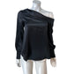 River Island Black Off The Shoulder Top UK8 Women's Elegant Satin Blouse