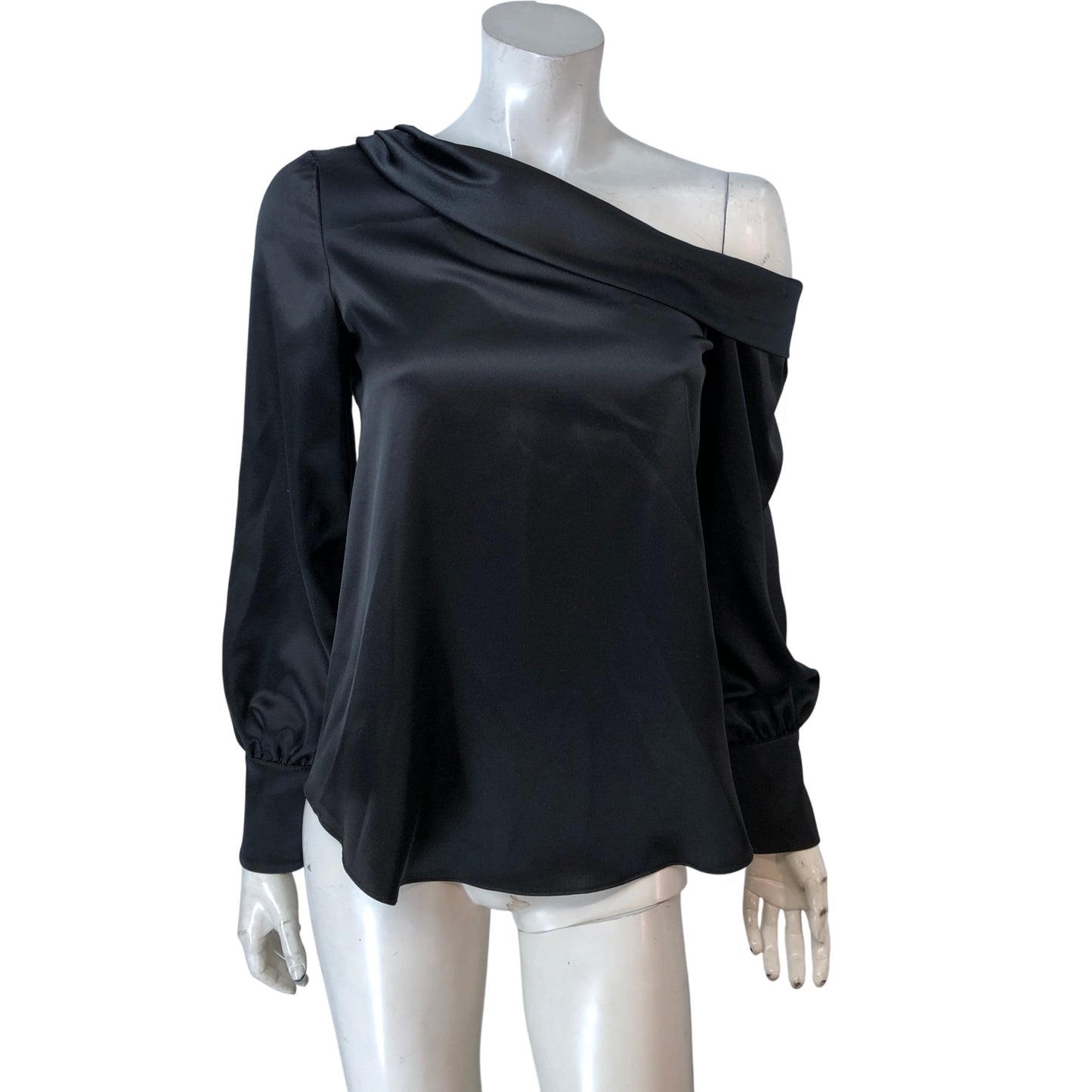River Island Black Off The Shoulder Top UK8 Women's Elegant Satin Blouse
