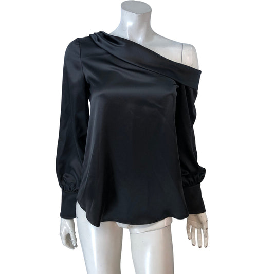 River Island Black Off The Shoulder Top UK8 Women's Elegant Satin Blouse