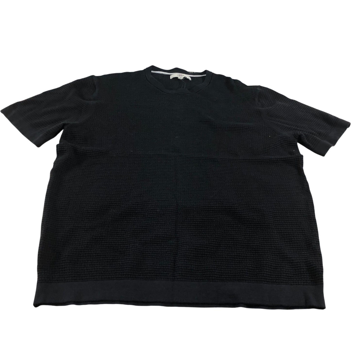 River Island Black Waffle Knit T-Shirt XL Men's Short Sleeve Cotton Casual