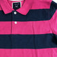 Branded Polo Shirt Size M Men's Short Sleeve Pink Navy Striped Cotton