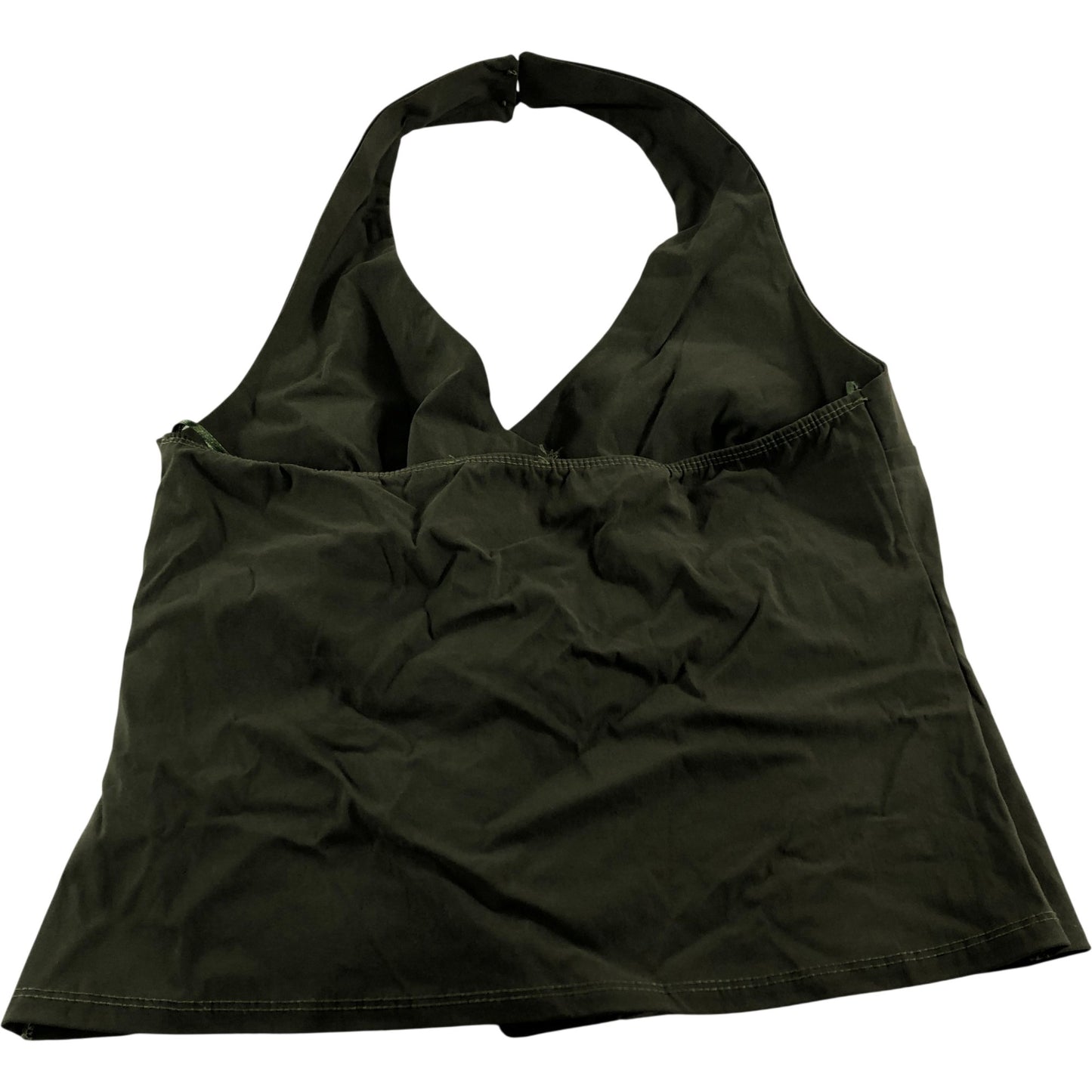 River Island Halter Neck Top UK Size M Women's Olive Green Buckle Detail