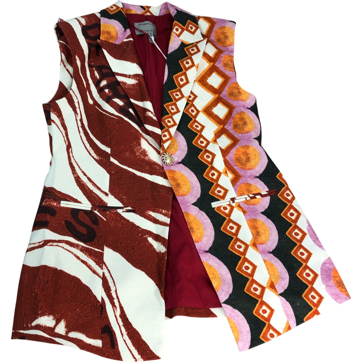 River Island Colourful Printed Sleeveless Blazer Women's Size Medium